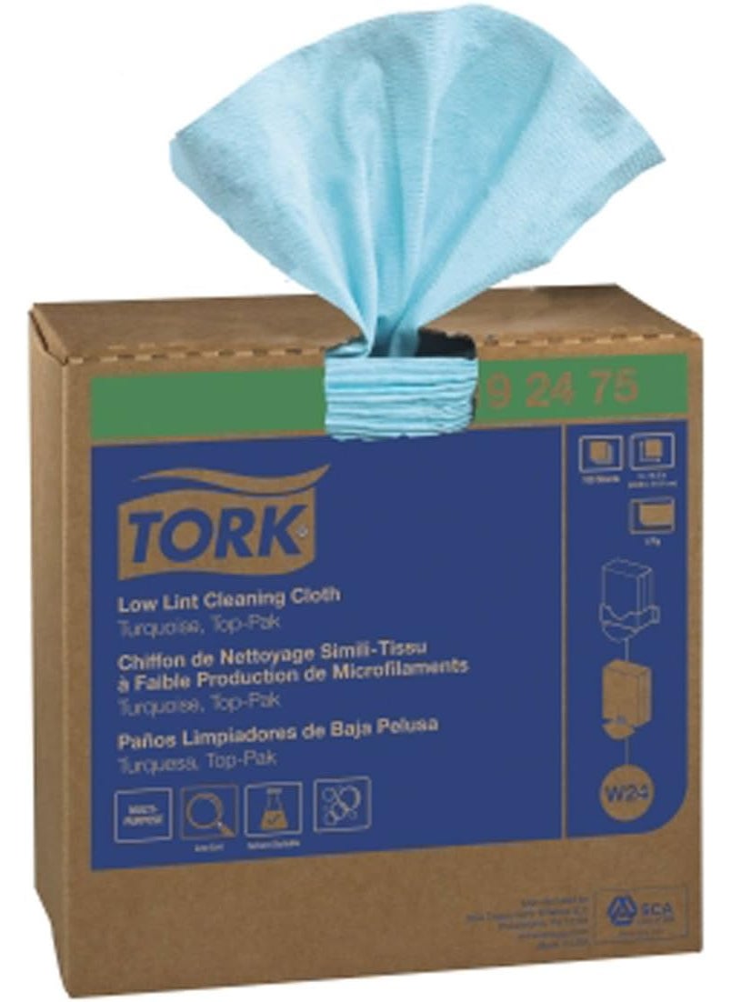 Tork Tork 192475 LowLint PopUp SinglePly Cleaning Cloth Turquoise  - Image 1