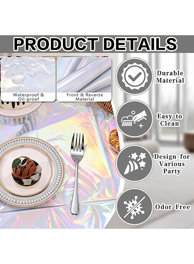YJ 3-piece Rainbow Tablecloth Set, Size 52" x 55", Birthday Party Tablecloth, Rainbow Plastic Disposable Tablecloth, Birthday Decorations - Image 3