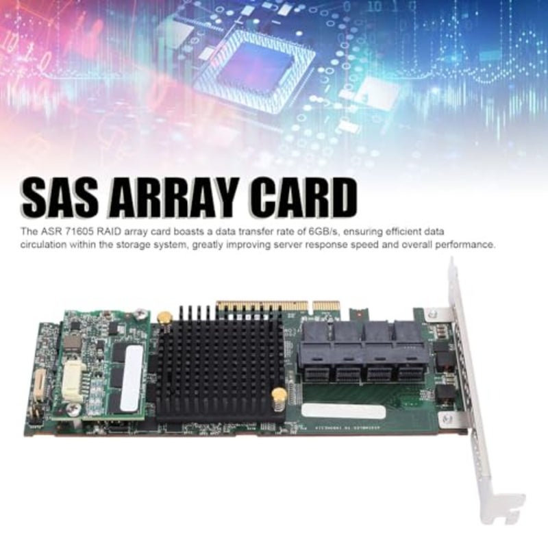 SAS RAID Controller Card, ASR 71605 Array Card 4 Port 8643 1GB Cache 6GB PCIE X8 High Speed Interface, Plug and Play - Image 2