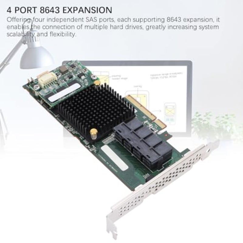 SAS RAID Controller Card, ASR 71605 Array Card 4 Port 8643 1GB Cache 6GB PCIE X8 High Speed Interface, Plug and Play - Image 3