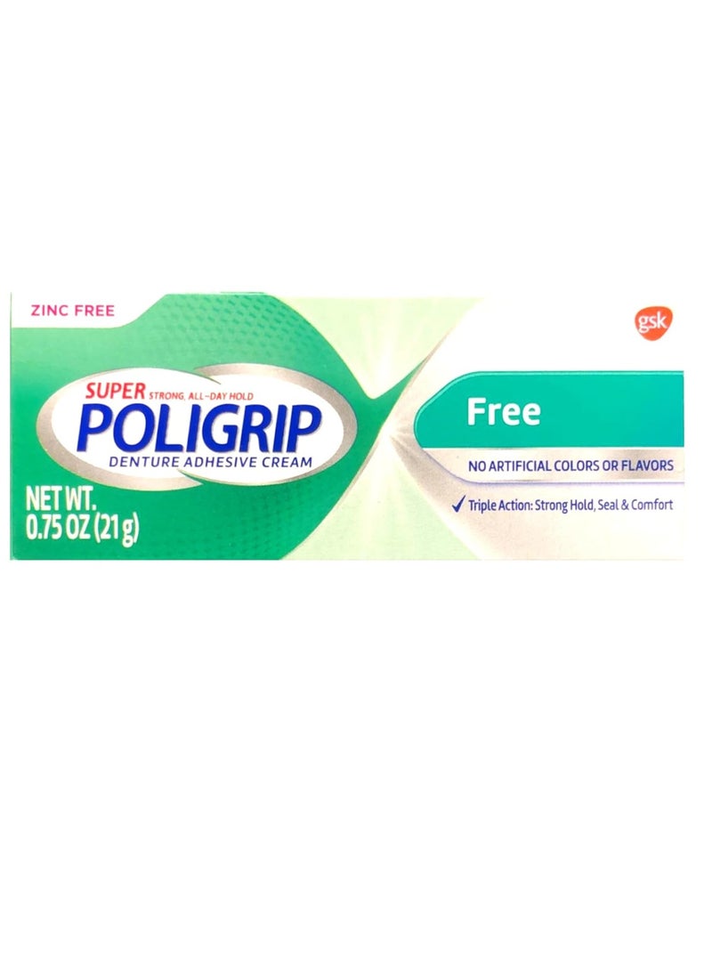 Poligrip Poligrip (Pack of 5) Super Denture Adhesive Cream - Strong, All-Day Hold, Zinc Free, No Artificial Flavors or Colors - 0.75 Oz Each  - Image 1