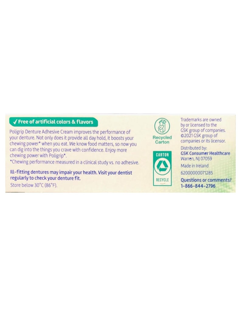 Poligrip Poligrip (Pack of 5) Super Denture Adhesive Cream - Strong, All-Day Hold, Zinc Free, No Artificial Flavors or Colors - 0.75 Oz Each  - Image 4
