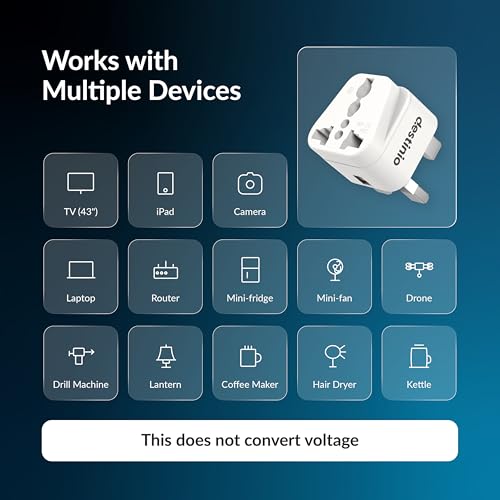 Destinio Type G Travel Adapter | UK Plug Adapter for India to UK, UAE, Singapore & More | Universal Socket, 13A 250V 2500W| International Travel Plug Adapter | CE & RoHS Certified (Pack of 3) - Image 5