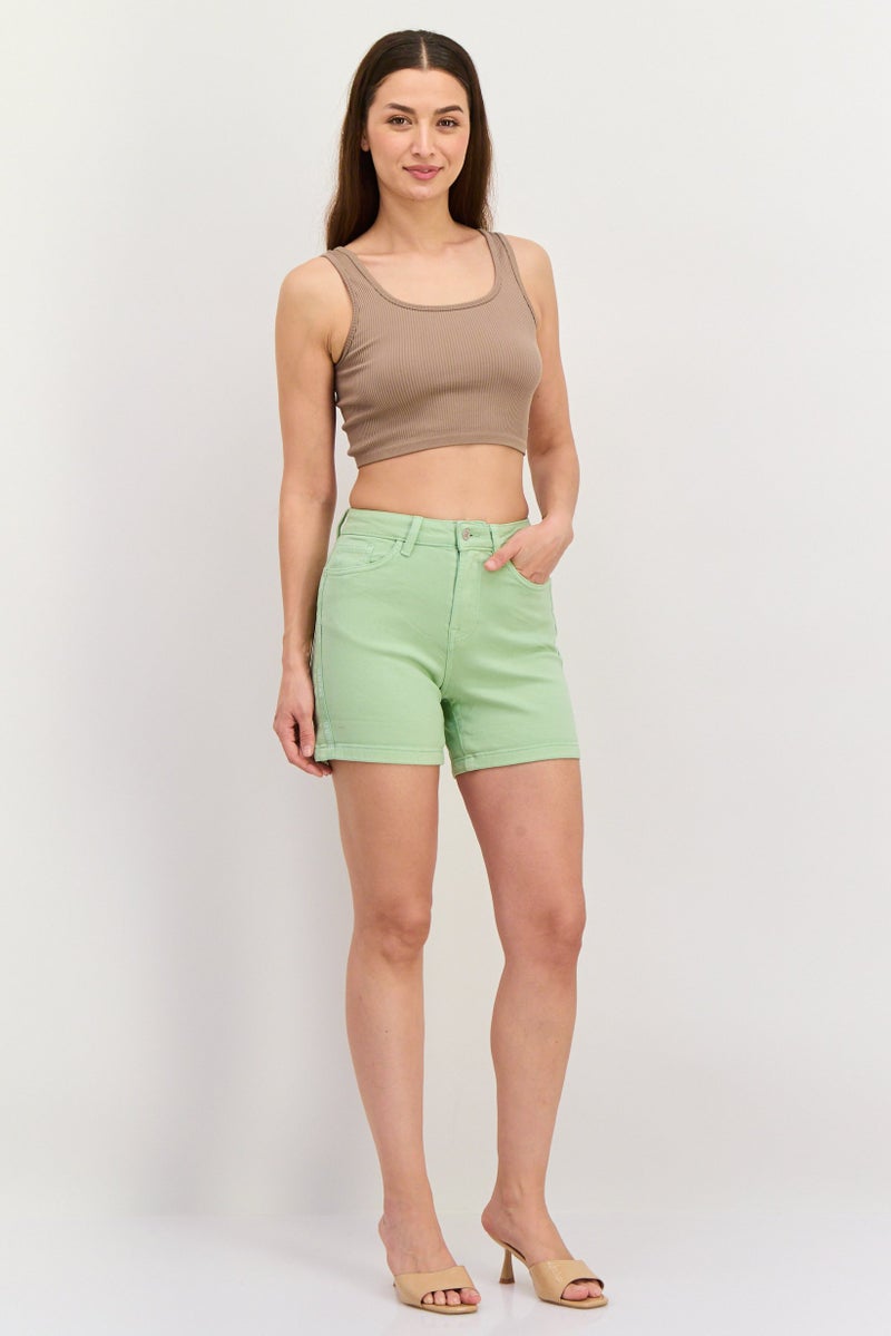 GUESS Women Solid Denim Shorts, Mint - Image 4