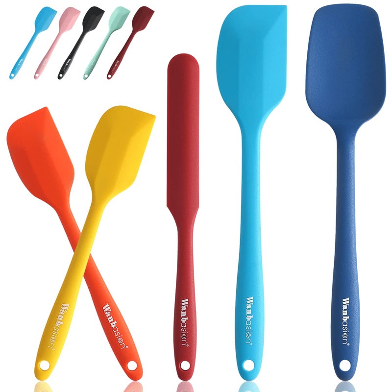 Wanbasion Wanbasion 5 Piece Premium Silicone Spatula Set Heat Resistant Colorful Rubber Baking Spatula Set Kitchen Spatula Set Dishwasher Safe for Nonstick Cookware Cooking Mixing Multicolor2