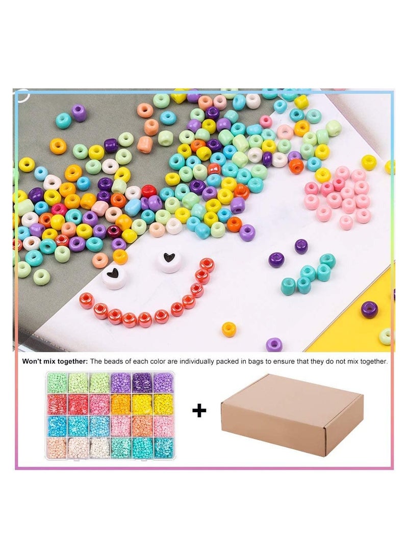 SYOSI - 2mm Glass Seed Beads for Jewelry Making Kit Alphabet Letter Tiny Set Bracelets DIY Art and Craft with Rolls of Elastic String Cord Charms Rings 17500 Pcs - Image 1