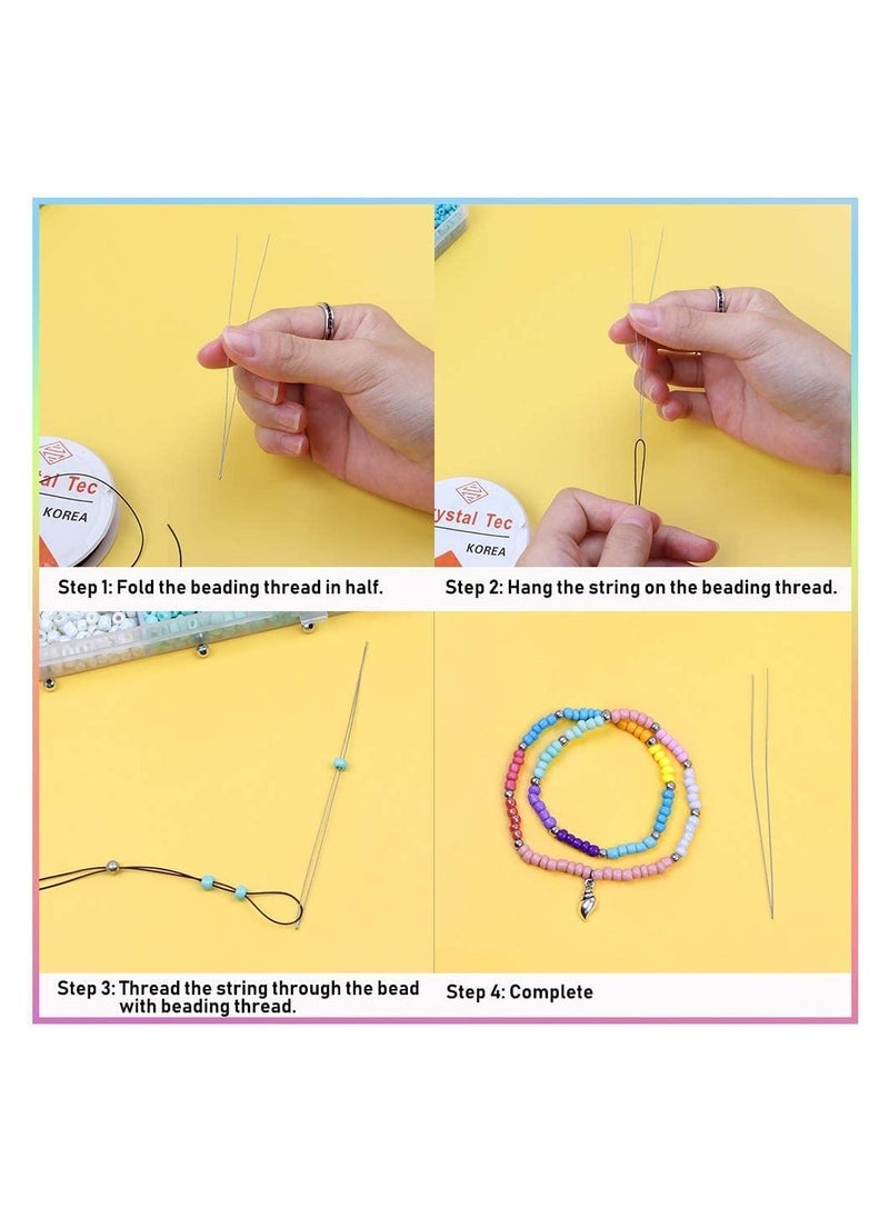SYOSI - 2mm Glass Seed Beads for Jewelry Making Kit Alphabet Letter Tiny Set Bracelets DIY Art and Craft with Rolls of Elastic String Cord Charms Rings 17500 Pcs - Image 1
