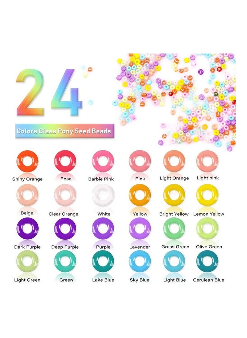 SYOSI - 2mm Glass Seed Beads for Jewelry Making Kit Alphabet Letter Tiny Set Bracelets DIY Art and Craft with Rolls of Elastic String Cord Charms Rings 17500 Pcs - Image 1