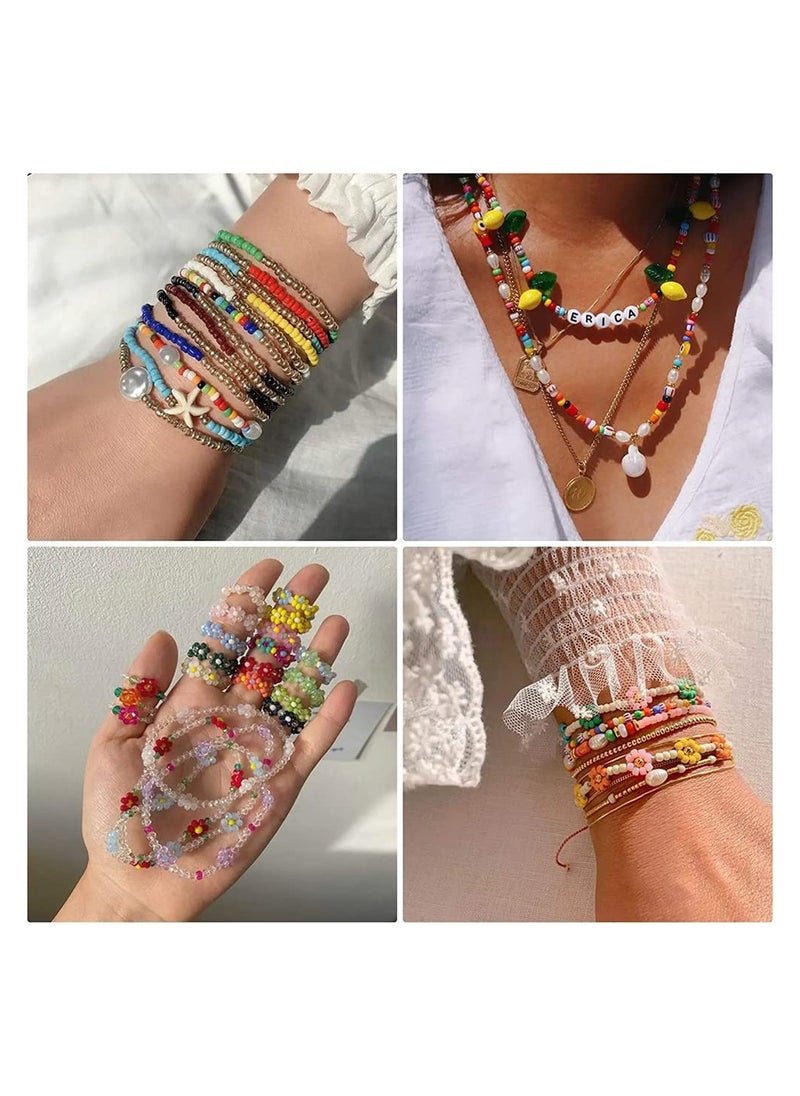 SYOSI - 2mm Glass Seed Beads for Jewelry Making Kit Alphabet Letter Tiny Set Bracelets DIY Art and Craft with Rolls of Elastic String Cord Charms Rings 17500 Pcs - Image 1