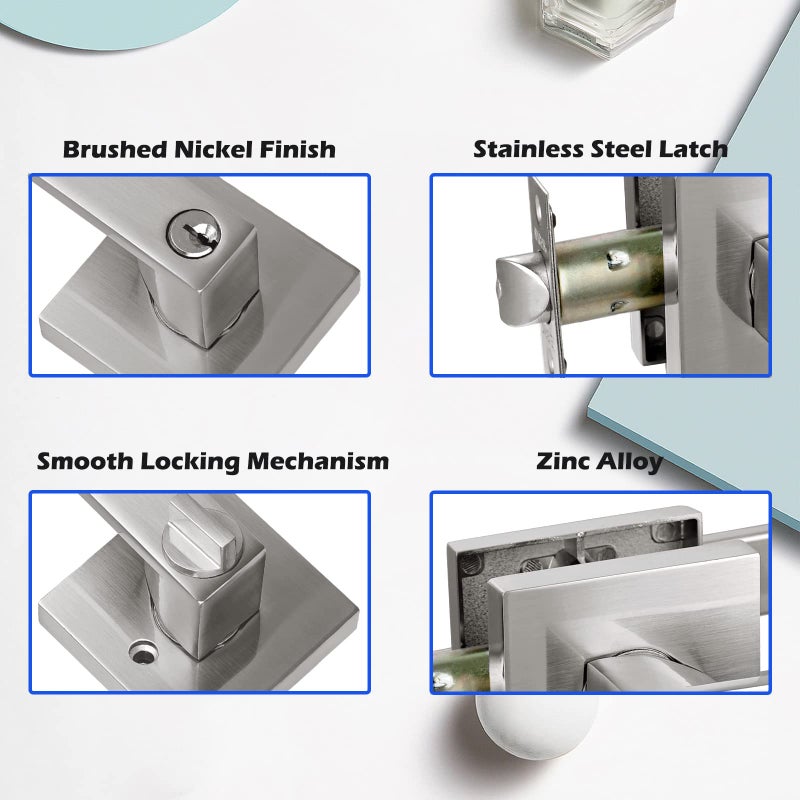 NEWBANG Keyed Entry Lever Lock for Exterior and Front Door Heavy Duty Lever Door Lock Handle Satin Nickel Finish - Image 5