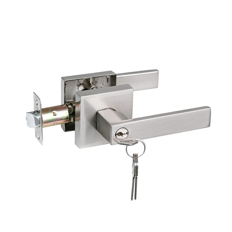 NEWBANG Keyed Entry Lever Lock for Exterior and Front Door Heavy Duty Lever Door Lock Handle Satin Nickel Finish - Image 1