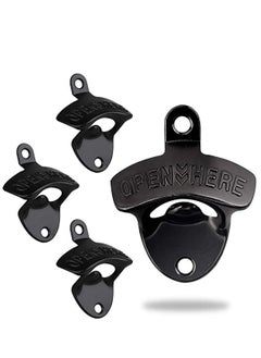 4 Pcs Bottle Opener Wall Mounted, Antique Metal Bottle Top Openers Hardware With Mount Screws Set