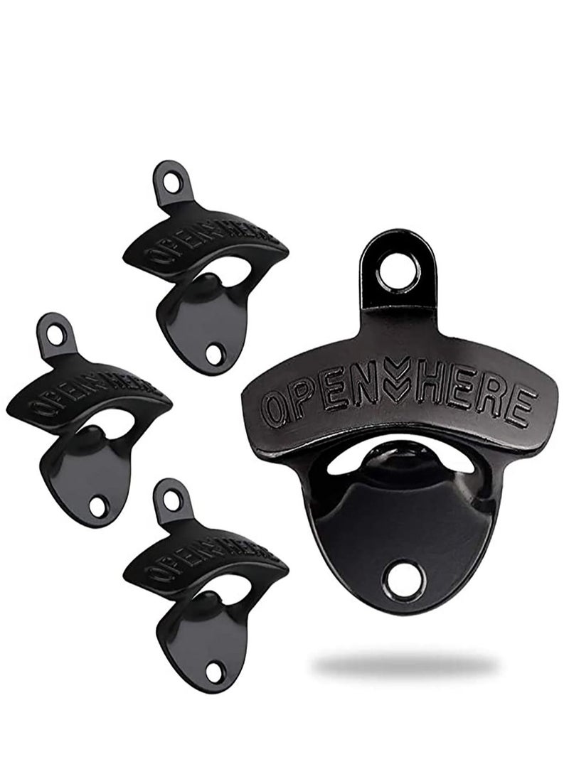 SYOSI - 4 Pcs Bottle Opener Wall Mounted, Antique Metal Bottle Top Openers Hardware With Mount Screws Set - Image 1