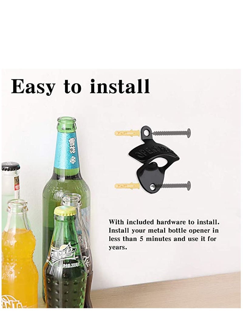 SYOSI - 4 Pcs Bottle Opener Wall Mounted, Antique Metal Bottle Top Openers Hardware With Mount Screws Set - Image 1