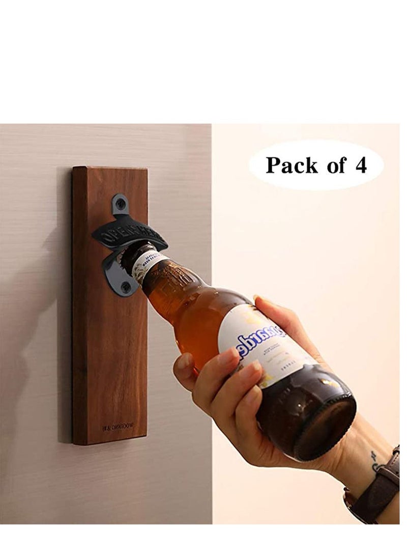 SYOSI - 4 Pcs Bottle Opener Wall Mounted, Antique Metal Bottle Top Openers Hardware With Mount Screws Set - Image 1