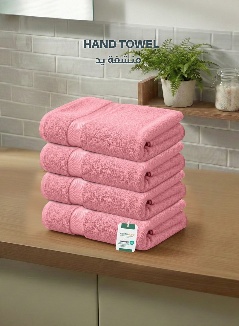كوتون هوم Cotton Home Premium Cotton Towel 40x70cm 4-Piece Hand Towel 600 GSM Quick Dry Highly Absorbent Thick Bathroom SoftTowels for Bath And Spa Lightweight, Quick Dry and Durable Dusty Pink - Image 1