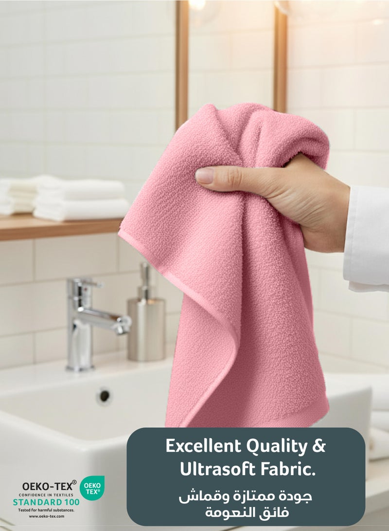 كوتون هوم Cotton Home Premium Cotton Towel 40x70cm 4-Piece Hand Towel 600 GSM Quick Dry Highly Absorbent Thick Bathroom SoftTowels for Bath And Spa Lightweight, Quick Dry and Durable Dusty Pink - Image 3