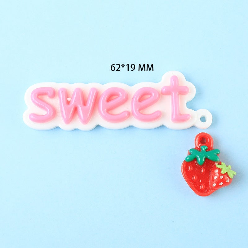 Resin Accessories Strawberry Letter Brand diy Jewelry Cream Glue Phone Case Decorative Box Patch Shoes Clothes Hairpin Material 396#06 Alphabet Card Set