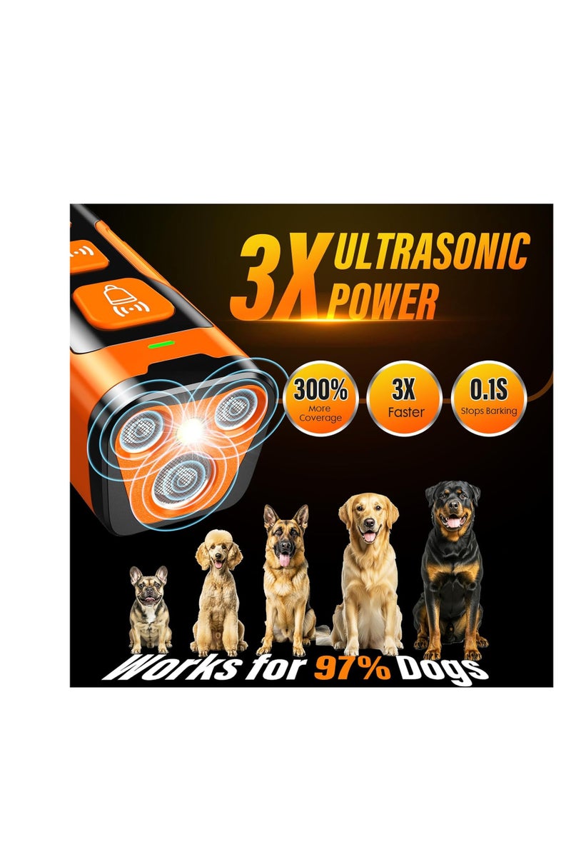 عام جهاز منع نباح الكلاب، 3X بالموجات فوق الصوتية، 6 أوضاع تدريب، نطاق 23 قدم، يمنع النباح داخل المنزل وخارجه، تصحيح سلوك آمن وإنساني، قابل لإعادة الشحن، تصميم مدمج للتحكم في نباح الكلاب - Image 2