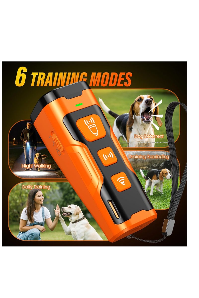 عام جهاز منع نباح الكلاب، 3X بالموجات فوق الصوتية، 6 أوضاع تدريب، نطاق 23 قدم، يمنع النباح داخل المنزل وخارجه، تصحيح سلوك آمن وإنساني، قابل لإعادة الشحن، تصميم مدمج للتحكم في نباح الكلاب - Image 5