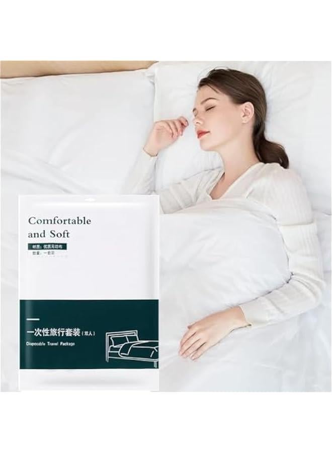 رينكس طقم شراشف سرير قال للتصرف للسفر، شراشف سرير قالة للتصرف، غطاء لحاف ووسادة قالة للتصرف للفدق والسفر، مجموعة شراشف قالة للتصرف للحمل، مجموعة ملاءات سرير قالة للتصرف - Image 1