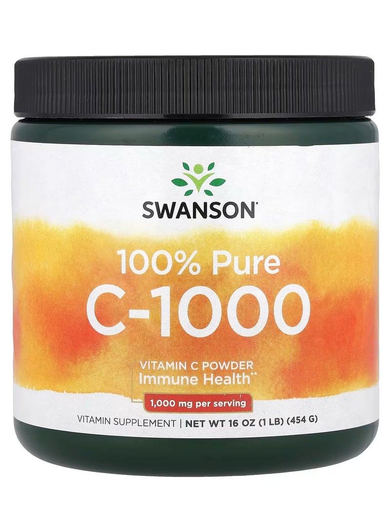 سوانسون، 100% نقي C-1000، مسحوق فيتامين C، 16 أونصة (454 جم)