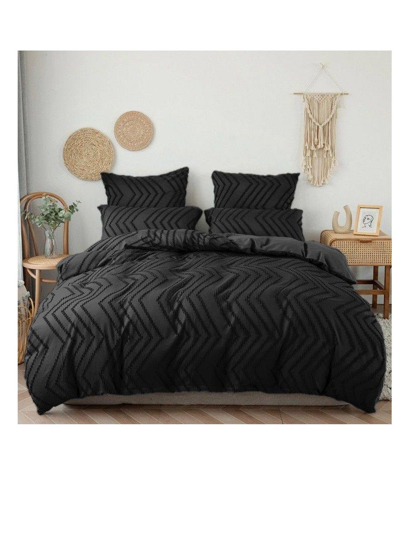 BAIG Microfiber Embroidered Soft Quality Comforter Bedding set-King Size 6Pcs 1-PC fitted bedsheet 200 * 200cm,1-PCS Comforter 220 * 240 fixed, 4PCS Super Soft Pillowcases 