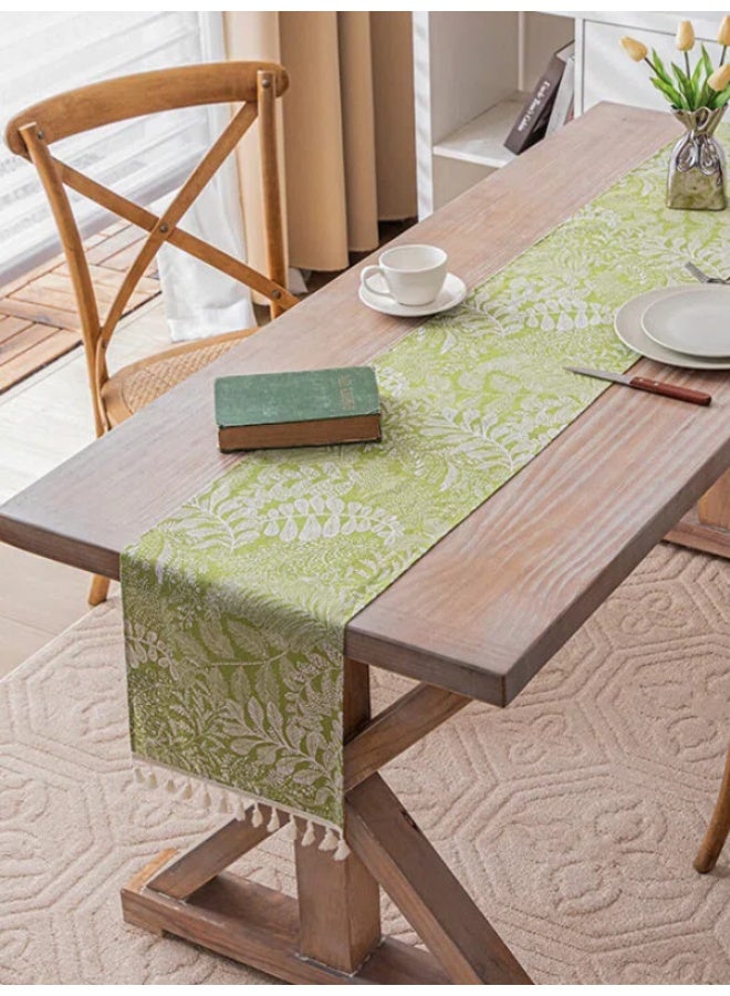 FridayIn Printed Striped Table Runner with Cotton linen tassels Suitable for Coffee Tables Shoe Cabinets - Image 1
