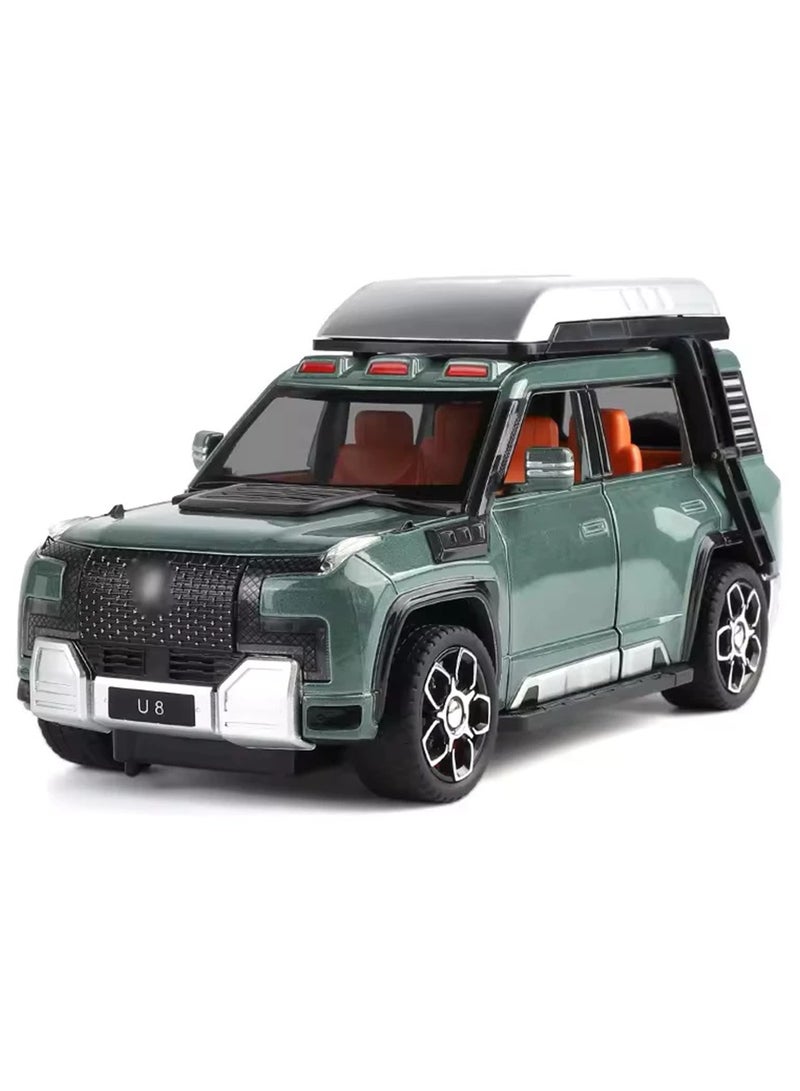LB 1:24 Scale Die-Cast U8 Off-Road SUV Model Car – Alloy Simulation Vehicle with Sound, Light, and Pull-Back Action – Metal Toy Car with Opening Doors, Hood & Trunk – For Kids & Collectors  - Image 1