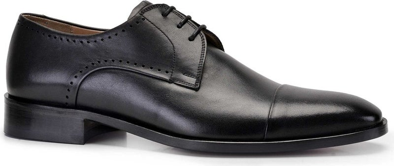 Nevzat Onay Black Classic Laced Leather Men's Shoes -9028-  - Image 2