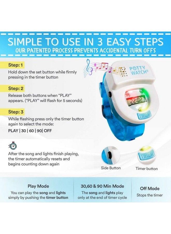 POTTY TIME The Original Potty Watch Makes Potty Training Easy & Fun Blue  - Image 5