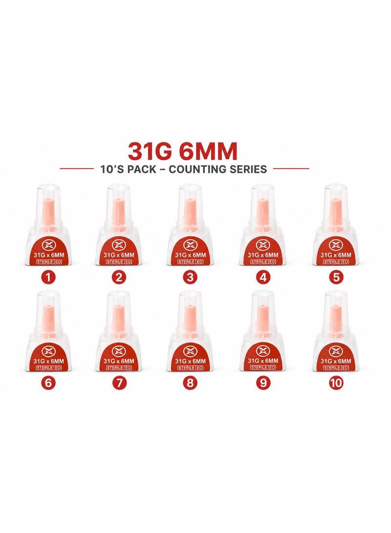 إبر قلم BD Micro-Fine Plus 31G 6 مم، 10 قطع | إبر قلم أنسولين معقمة فائقة الدقة لرعاية مريحة لمرضى السكري