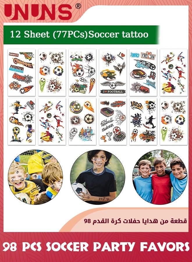 UNUNS 98 Pcs Soccer Party Favors Set,Football Slap Bracelet Stickers Silicone Ring Keychain Tattoo Stickers Whistle Soccer Kits,Sports Party Favors For Boys Girls,Birthday Goodie Gifts Bags Decor  - Image 4