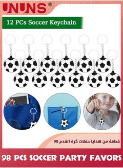 UNUNS 98 Pcs Soccer Party Favors Set,Football Slap Bracelet Stickers Silicone Ring Keychain Tattoo Stickers Whistle Soccer Kits,Sports Party Favors For Boys Girls,Birthday Goodie Gifts Bags Decor  - Image 3