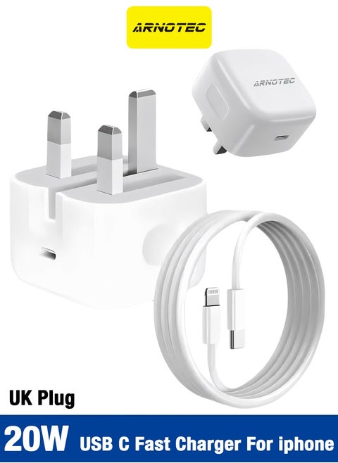 20W USB C Fast Charger with USB C to Lightning Cable, MFi Certified, iPhone Charger Block for iPhone 14/14 Pro/14 Pro Max/13/12/11/XR/XS/X/SE, iPad, AirPods