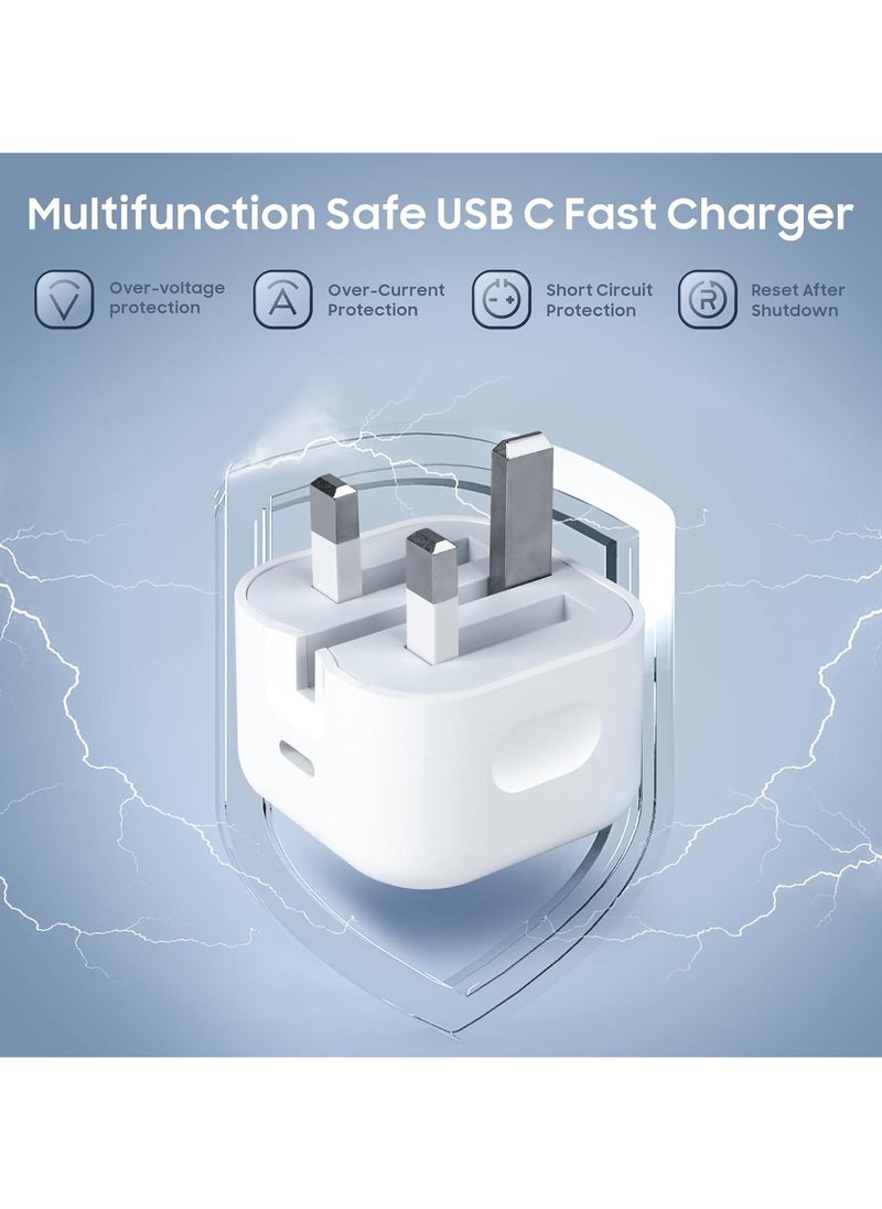 20W USB C Fast Charger with USB C to Lightning Cable, MFi Certified, iPhone Charger Block for iPhone 14/14 Pro/14 Pro Max/13/12/11/XR/XS/X/SE, iPad, AirPods