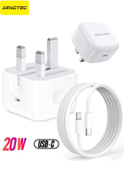 20W USB C Fast Charger with USB C to Lightning Cable, MFi Certified, iPhone Charger Block for iPhone 14/14 Pro/14 Pro Max/13/12/11/XR/XS/X/SE, iPad, AirPods