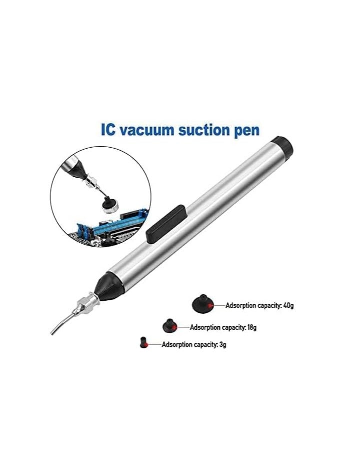 بيعتكلها فراغ مص القلم شفط مزيل مصاصة مضخة IC SMD الملقط التقاط أداة لحام أداة إزالة اللحام مع 3 رؤوس الشفط - Image 2