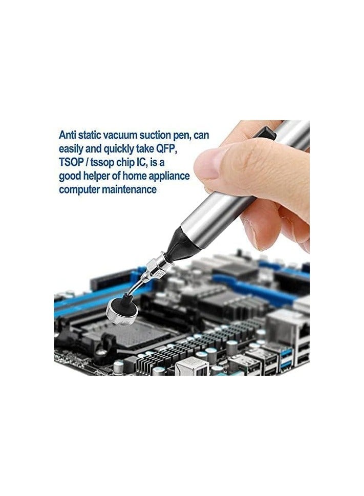 بيعتكلها فراغ مص القلم شفط مزيل مصاصة مضخة IC SMD الملقط التقاط أداة لحام أداة إزالة اللحام مع 3 رؤوس الشفط - Image 3