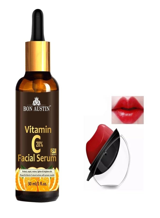 Bon Austin Vitamin C20% Serum for Lighting & Brightening Skin 30ml & 1 Pc Apple Shape Red Lipstick - Combo Pack - Image 2