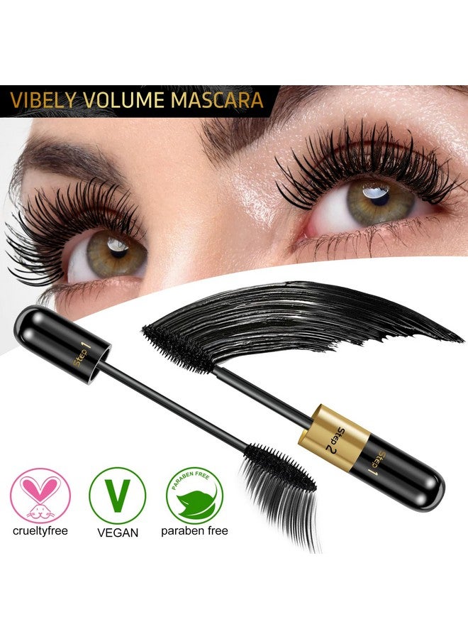 DRMODE Mascara Black Volume And Length 2 In 1 Thrive Mascara Liquid Lash Extensions Waterproof Tubing Mascara Falsies Voluminous Lengthening Smudge Proof 4D Silk Fiber Mascara For Makeup - Image 2