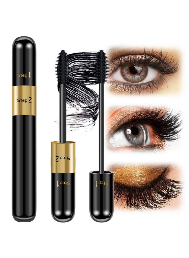 DRMODE Mascara Black Volume And Length 2 In 1 Thrive Mascara Liquid Lash Extensions Waterproof Tubing Mascara Falsies Voluminous Lengthening Smudge Proof 4D Silk Fiber Mascara For Makeup - Image 1