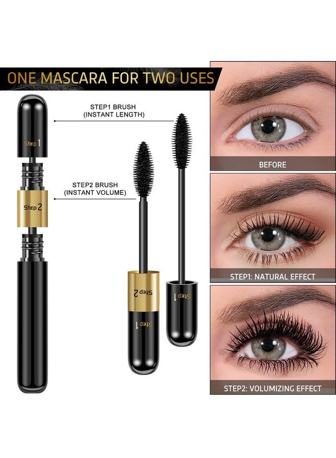 DRMODE Mascara Black Volume And Length 2 In 1 Thrive Mascara Liquid Lash Extensions Waterproof Tubing Mascara Falsies Voluminous Lengthening Smudge Proof 4D Silk Fiber Mascara For Makeup - Image 4