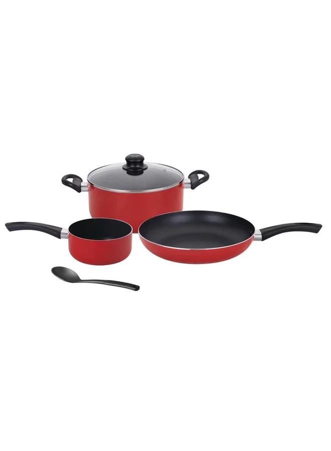 PARFAIT 5-Piece High Quality Cookware Set Red and Black 25 x 11.5 x 49.5 cm HS-6005-01R