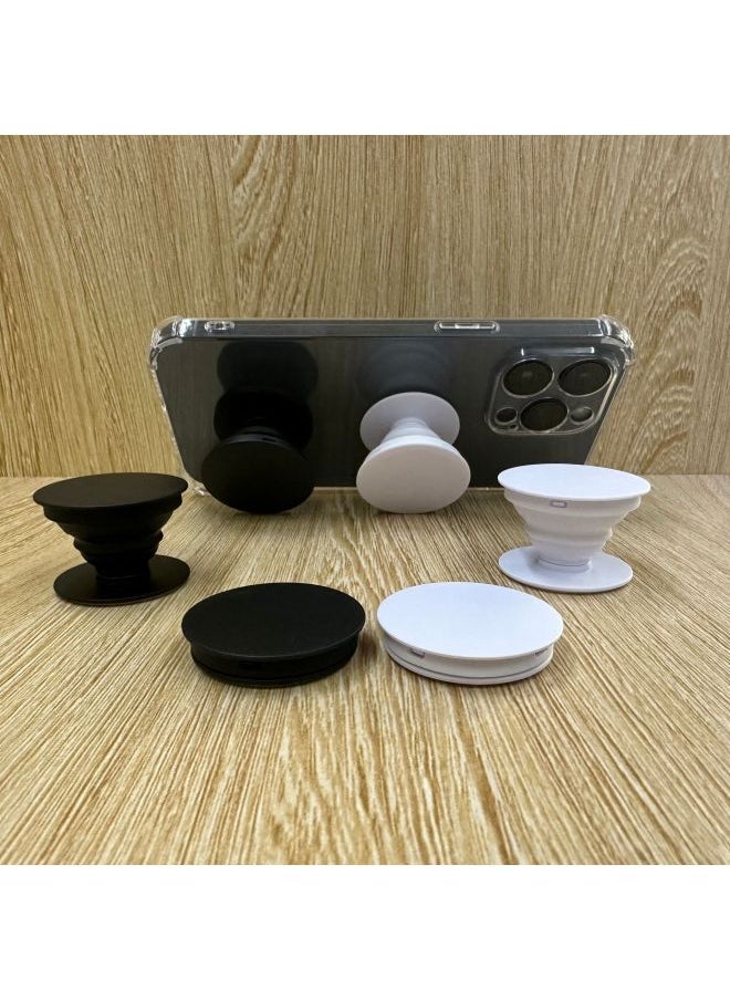 Generic - Model Airbag Mobile Phone Holder Telescopic Foldableing Mobile Phone Holder Spot Injection Molding Printing LOGO Flat Groove-Color:Round Plain White (adhesive Paper On Top And Bottom) - Image 1