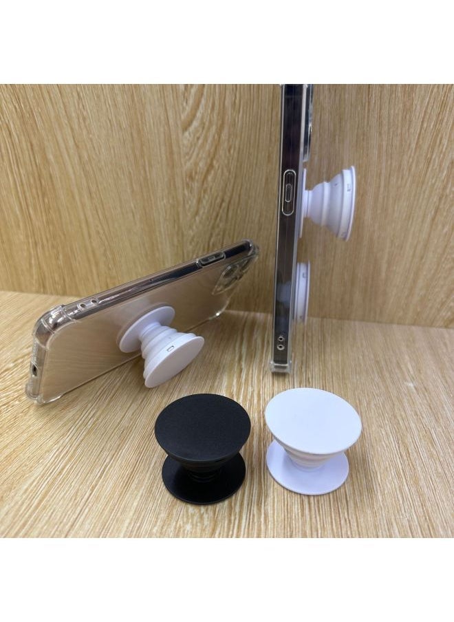 Generic - Model Airbag Mobile Phone Holder Telescopic Foldableing Mobile Phone Holder Spot Injection Molding Printing LOGO Flat Groove-Color:Round Plain White (adhesive Paper On Top And Bottom) - Image 1