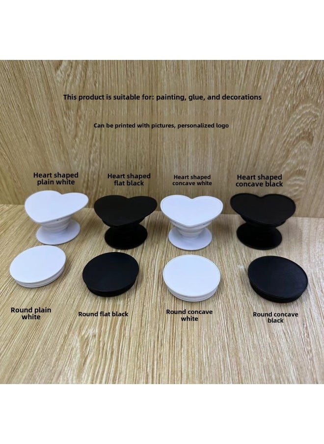 Generic - Model Airbag Mobile Phone Holder Telescopic Foldableing Mobile Phone Holder Spot Injection Molding Printing LOGO Flat Groove-Color:Round Plain White (adhesive Paper On Top And Bottom) - Image 1