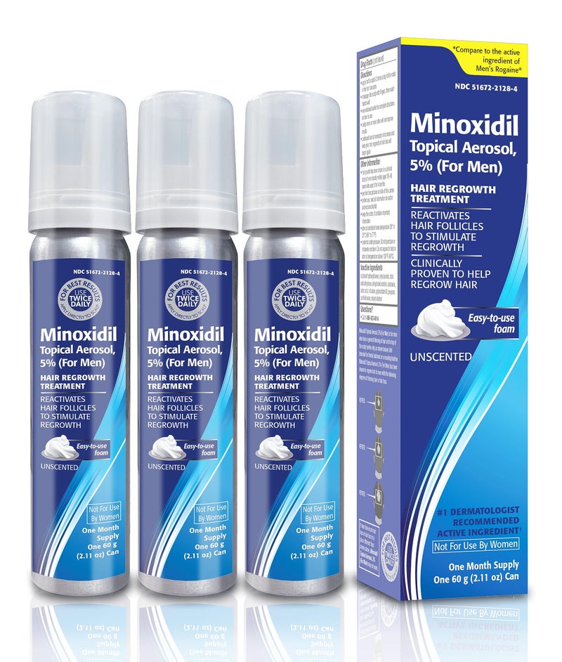 Taro Minoxidil Topical Aerosol Foam, 5%, Hair Regrowth 3 Months Treatment for Men, 2.11 oz (3 Pack) - Image 1