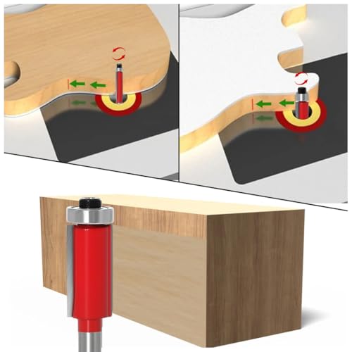 Serplex® 4Pcs Bearing Flush Trim Bit Set 1/4 Inch Shank Top Bearing Hard Alloy Cutter Professional Woodworking Edge Trimming Milling Embedding Tool Kit for Craftsmen DIY Projects Templates Joints - Image 5