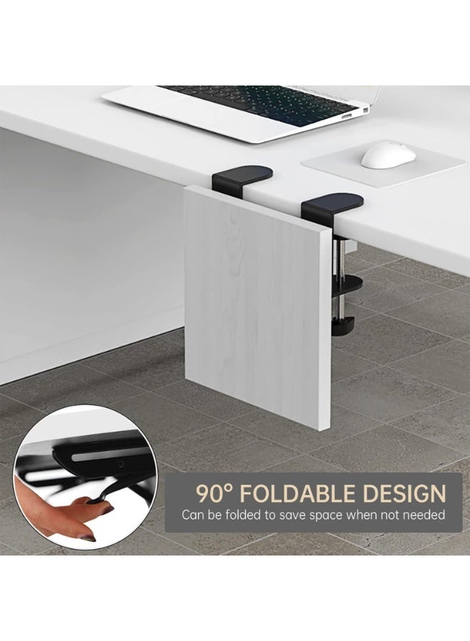Ergonomics Desk Extender Tray, 9.5x9.1 Punch-Free Clamp on, Foldable Keyboard Drawer Tray, Table Mount Arm Wrist Rest Shelf, Computer Elbow Arm Support (Color : WHITE) - Image 2